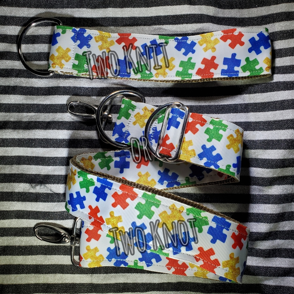 Hand Crafted Autism Crossbody Strap And Key Fob - Red, Blue, Green, Yellow - NWT